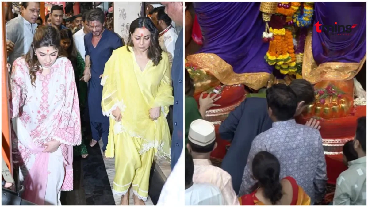Shah Rukh Khan: SRK Bows Down to Lalbaugcha Raja With Gauri and Suhana